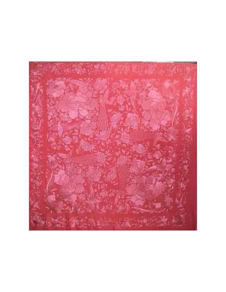 Mantón bordado a mano en seda 140cm
