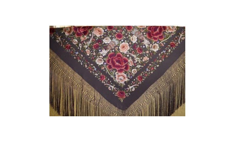 Mantón bordado a mano en seda 140cm