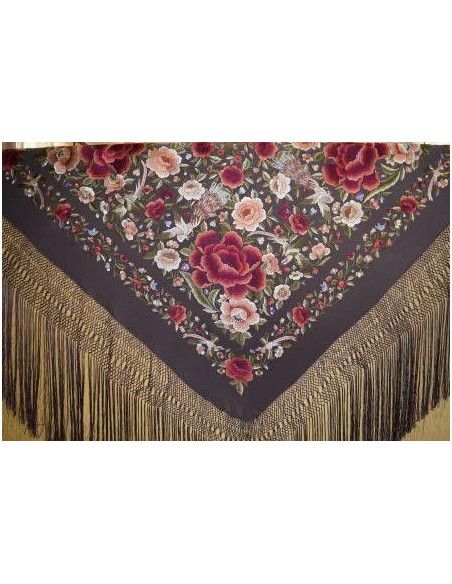 Mantón bordado a mano en seda 140cm