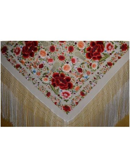 Mantón bordado a mano en seda 140cm