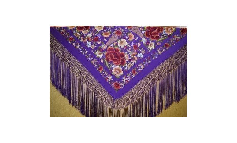 Mantón bordado a mano en seda 140cm