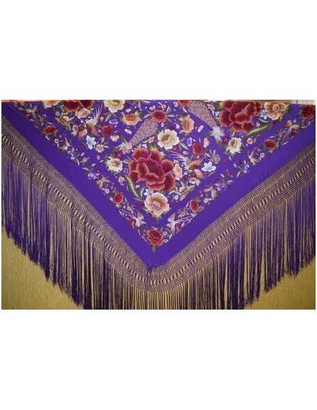 Mantón bordado a mano en seda 140cm