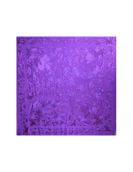 Mantón bordado a mano en seda 140cm