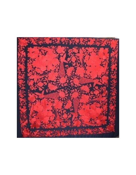 Mantón bordado a mano en seda 140cm