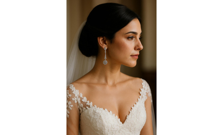 Pendiente novia plata