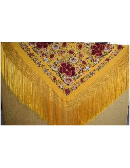 Mantón bordado a mano en seda 140cm