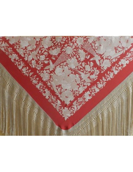 Mantón bordado a mano en seda 140cm