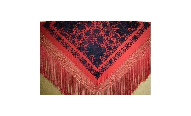 Mantón bordado a mano en seda 140cm