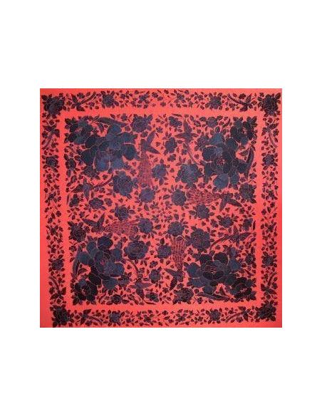 Mantón bordado a mano en seda 140cm