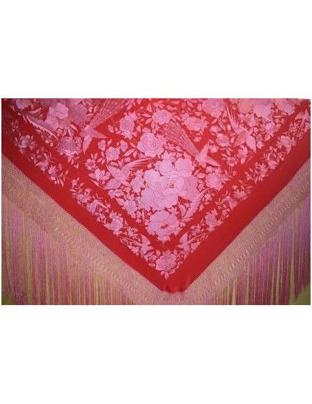 Mantón bordado a mano en seda 140cm