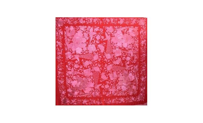 Mantón bordado a mano en seda 140cm