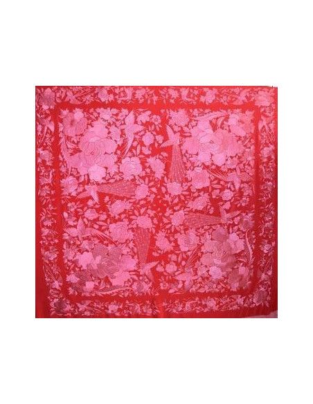 Mantón bordado a mano en seda 140cm