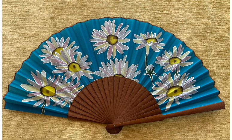 Abanico seda flores