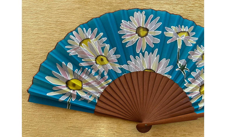 Abanico seda flores
