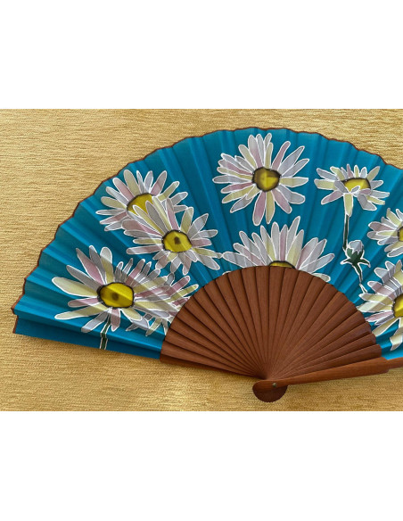 Abanico seda flores