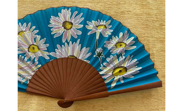 Abanico seda flores