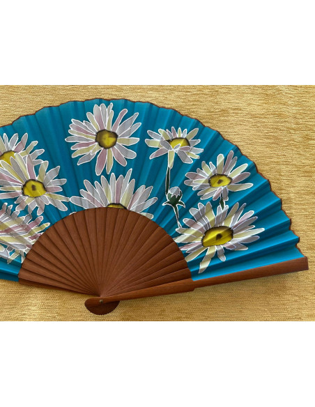 Abanico seda flores