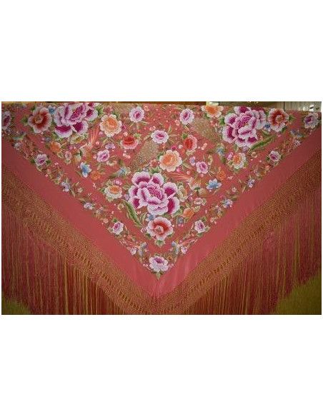 Mantón bordado a mano en seda 140cm
