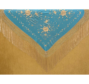 Mantón bordado a mano en seda 115 cm 2