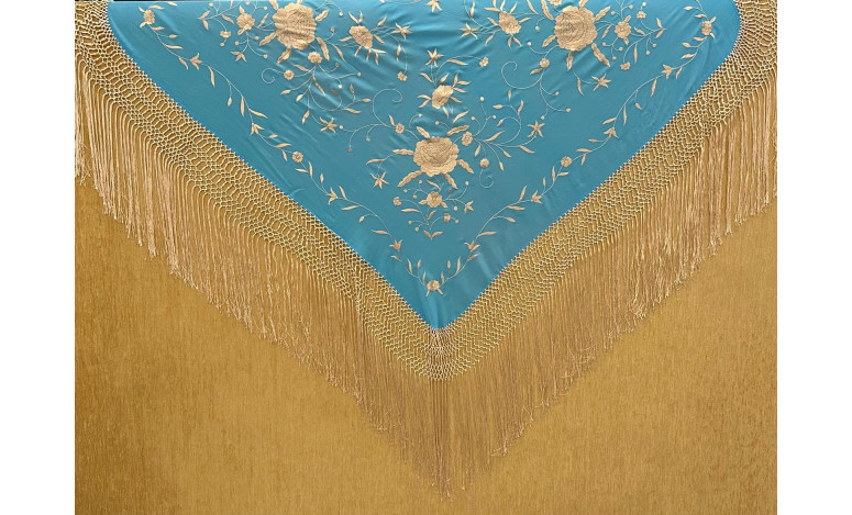 Mantón bordado a mano en seda 115 cm