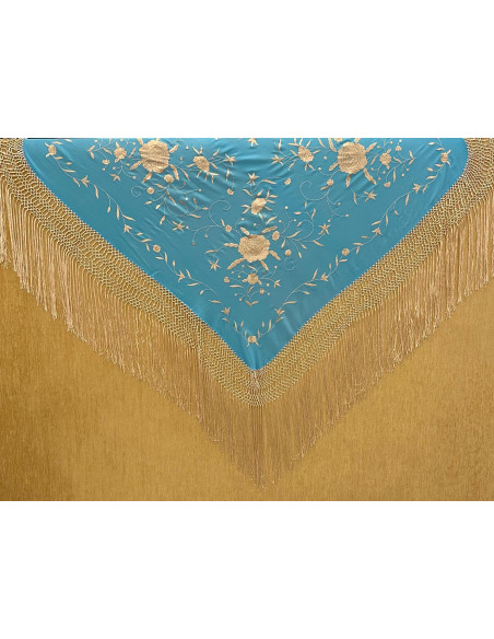 Mantón bordado a mano en seda 115 cm