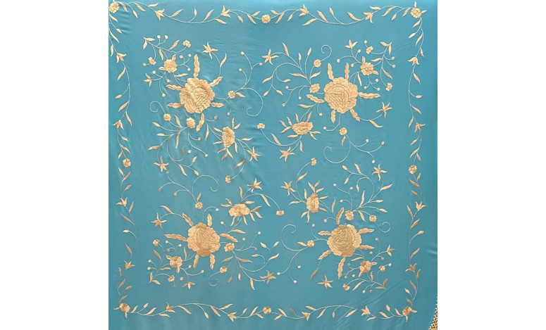 Mantón bordado a mano en seda 115 cm