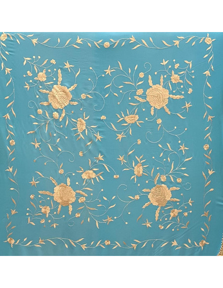 Mantón bordado a mano en seda 115 cm