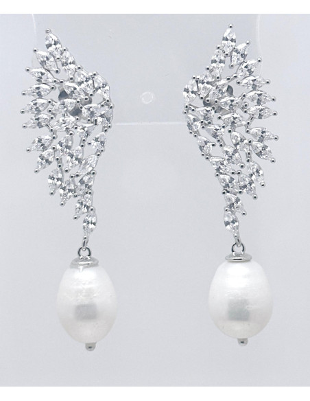 Pendiente perla plata
