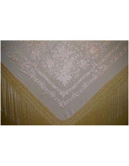 Mantón bordado a mano en seda 160 cm