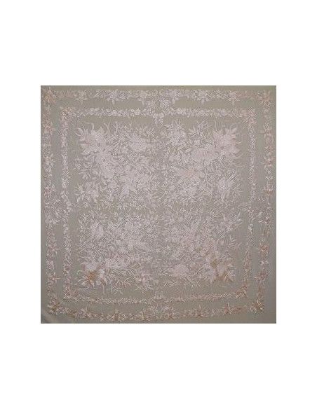 Mantón bordado a mano en seda 160 cm