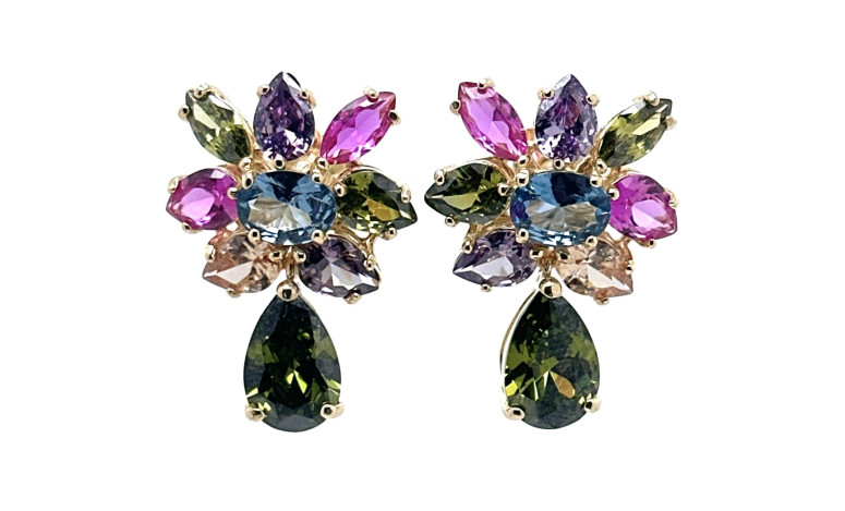 Pendiente multicolor plata chapada