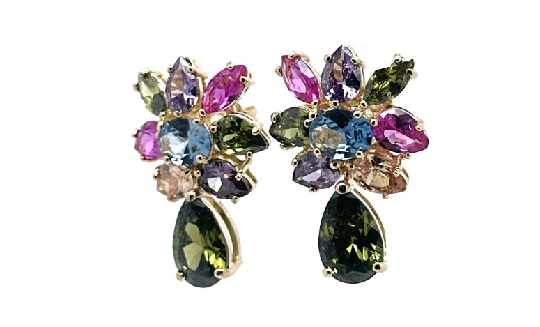 Pendiente multicolor plata chapada