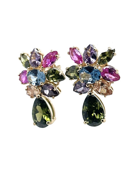 Pendiente multicolor plata chapada