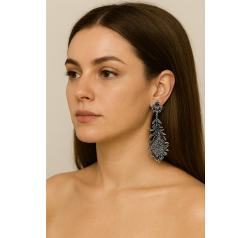 Pendiente plata marcasitas 2