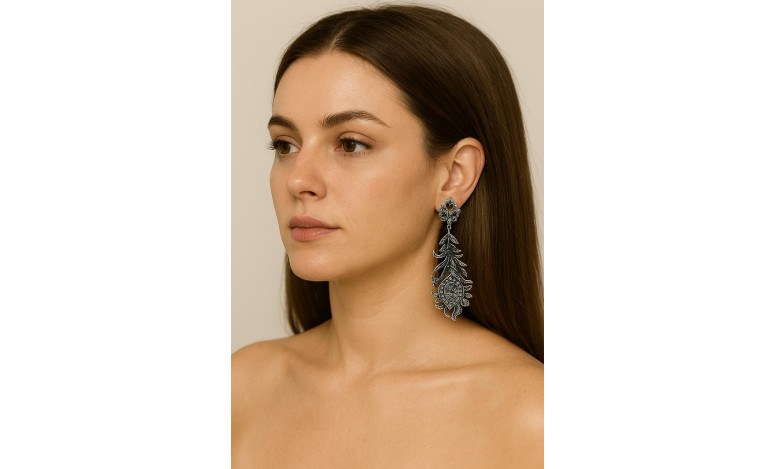 Pendiente plata marcasitas