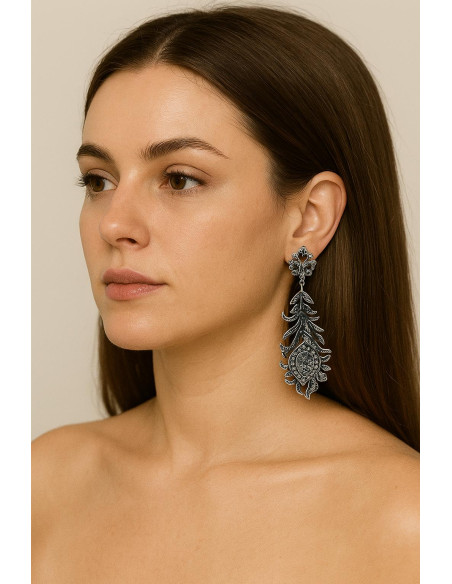Pendiente plata marcasitas