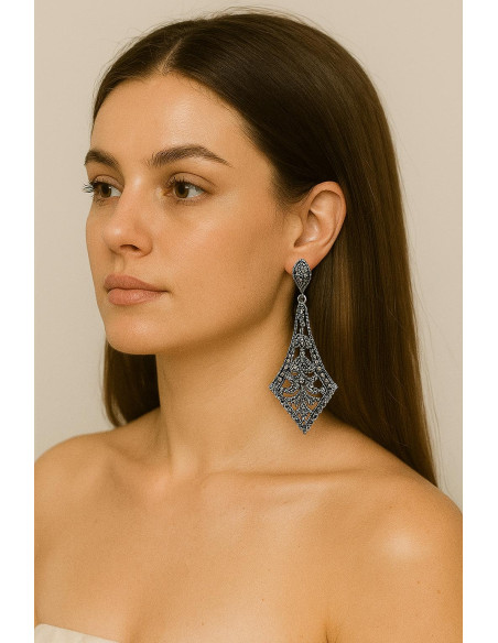 Pendiente plata marcasitas