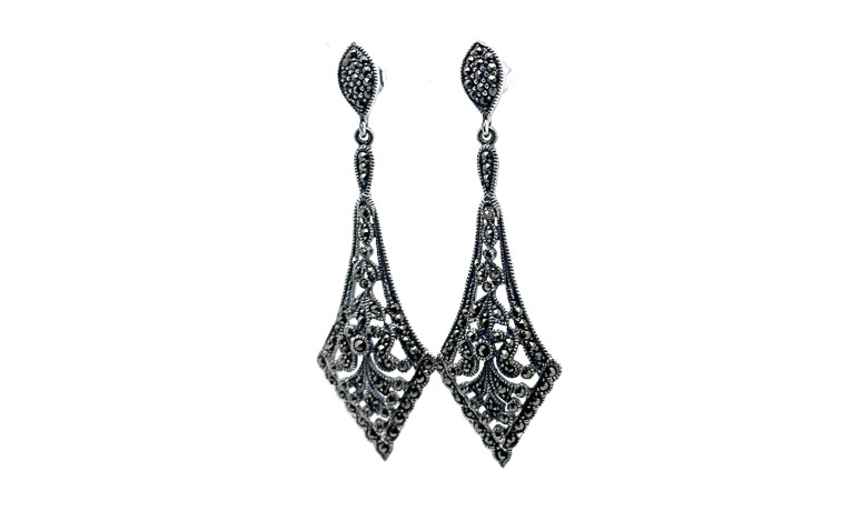 Pendiente plata marcasitas
