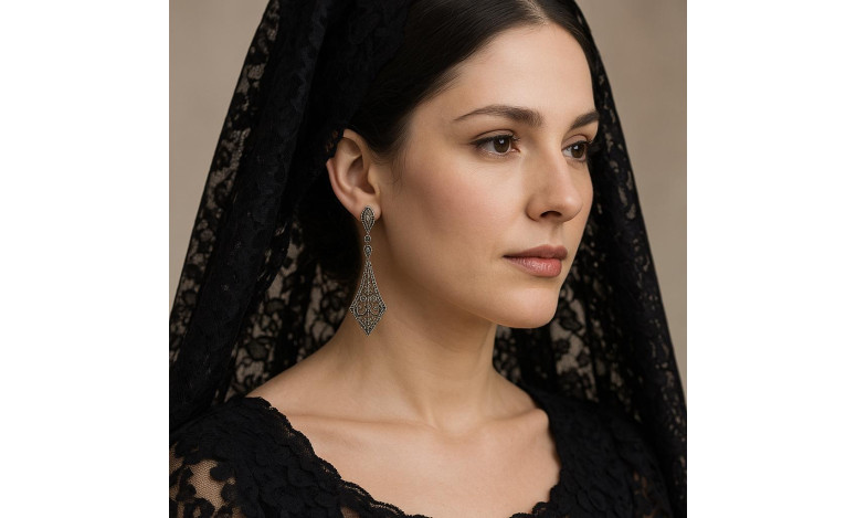 Pendiente plata marcasitas