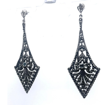 Pendiente plata marcasitas 2