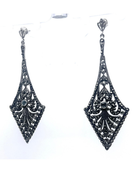 Pendiente plata marcasitas