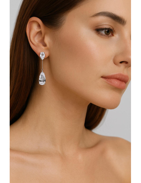 Pendiente plata cristal