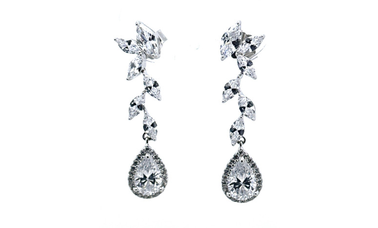 Pendiente cristal plata