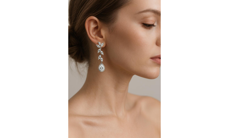 Pendiente cristal plata