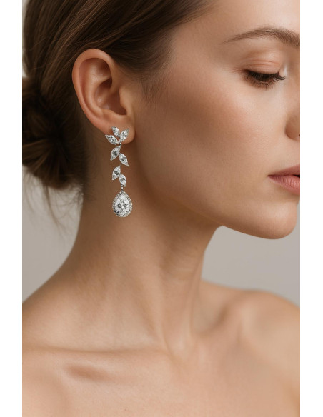 Pendiente cristal plata