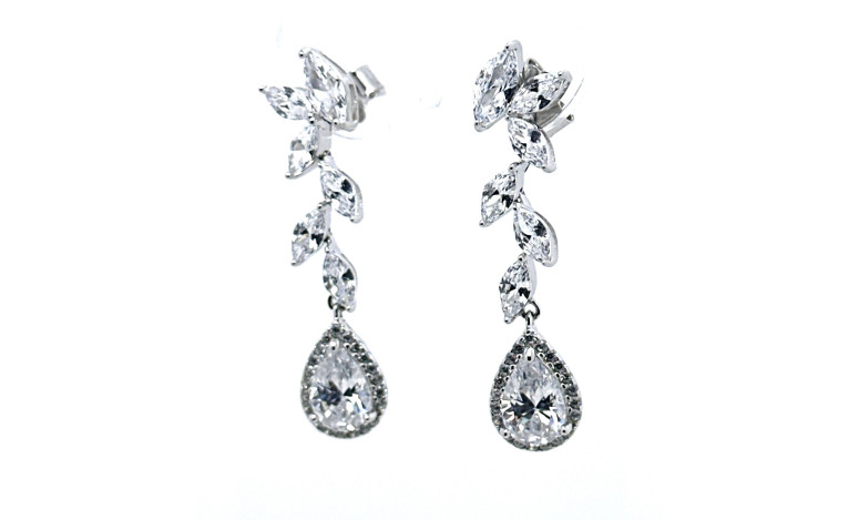 Pendiente cristal plata