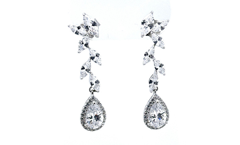 Pendiente cristal plata
