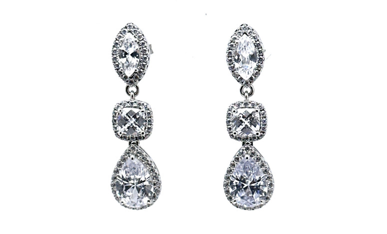 Pendiente cristal plata