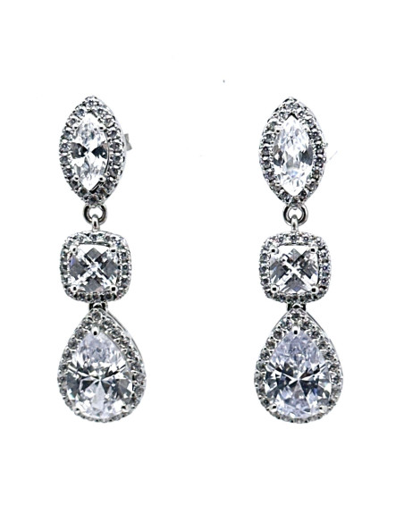 Pendiente cristal plata
