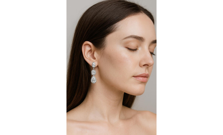 Pendiente cristal plata